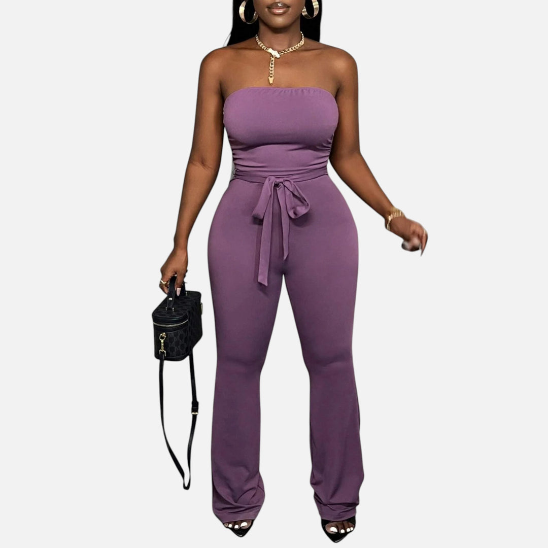 Acethetiq’s | Women’s Strapless Wide-Leg Jumpsuit – Riviera Elegance
