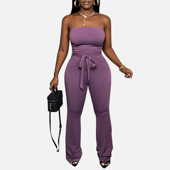 Acethetiq’s | Women’s Strapless Wide-Leg Jumpsuit – Riviera Elegance