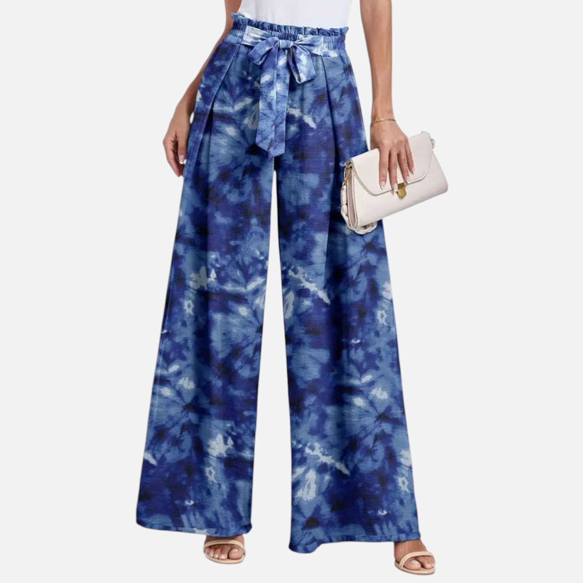 Acethetiq's | Women’s Printed Wide Leg Trousers Effortless Riviera Flow