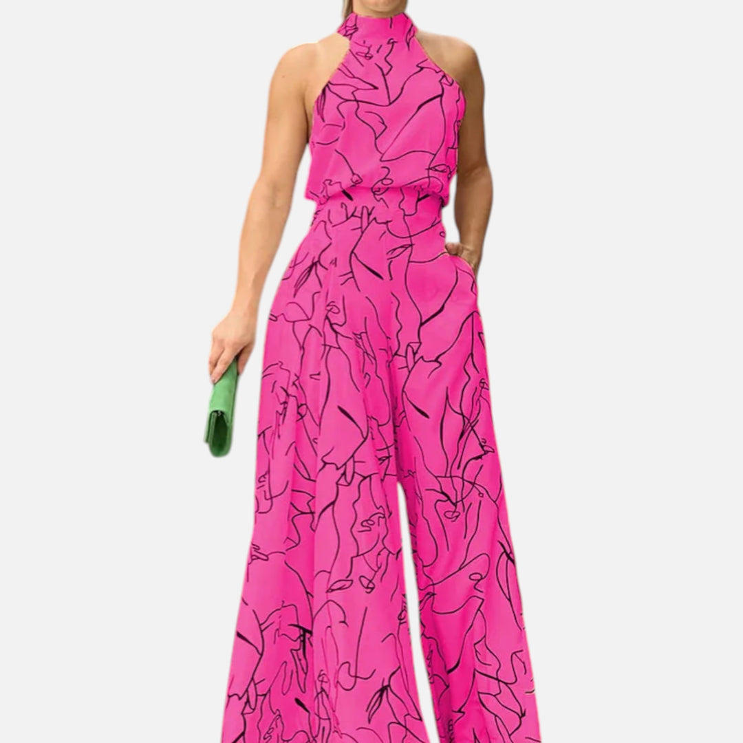 Acethetiq’s | Women’s Printed Wide-Leg Jumpsuit – Effortless Grace