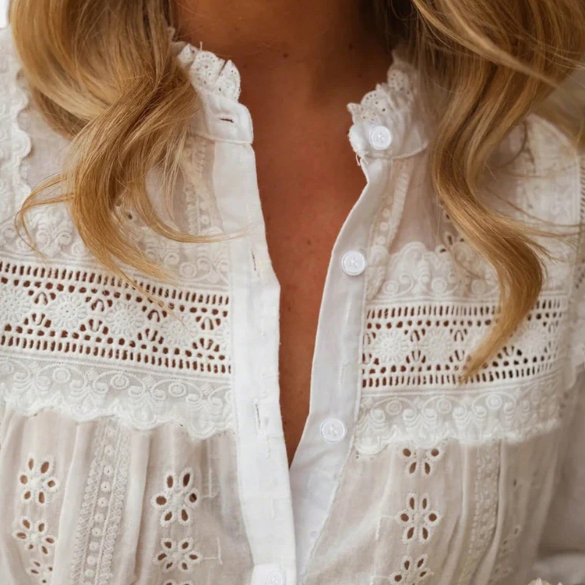 Acethetiq's | Women’s Embroidered Lace-Up Blouse