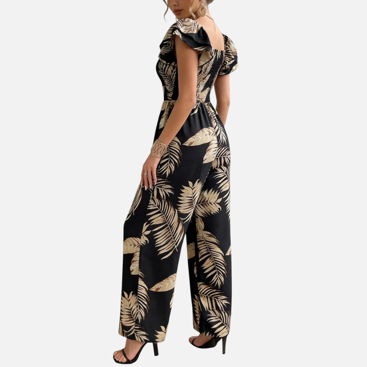Acethetiq’s | Women’s Printed Wide-Leg Jumpsuit – Riviera Elegance