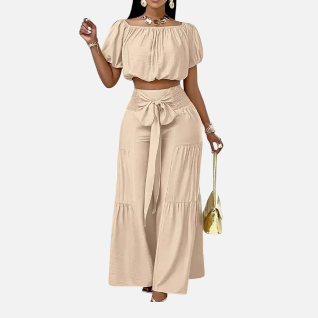 Acethetiq's | Women’s Puff Sleeve Lace-Up Co-Ord Set