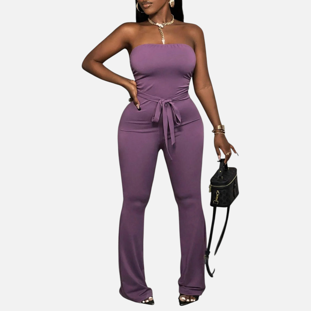 Acethetiq’s | Women’s Strapless Wide-Leg Jumpsuit – Riviera Elegance