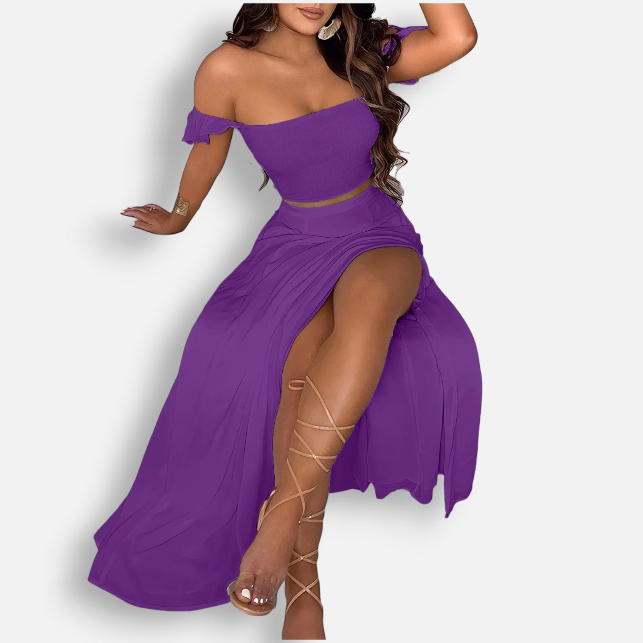 Acethetiq’s | Women’s Two-Piece Slit Skirt Set – Effortless Boho Grace