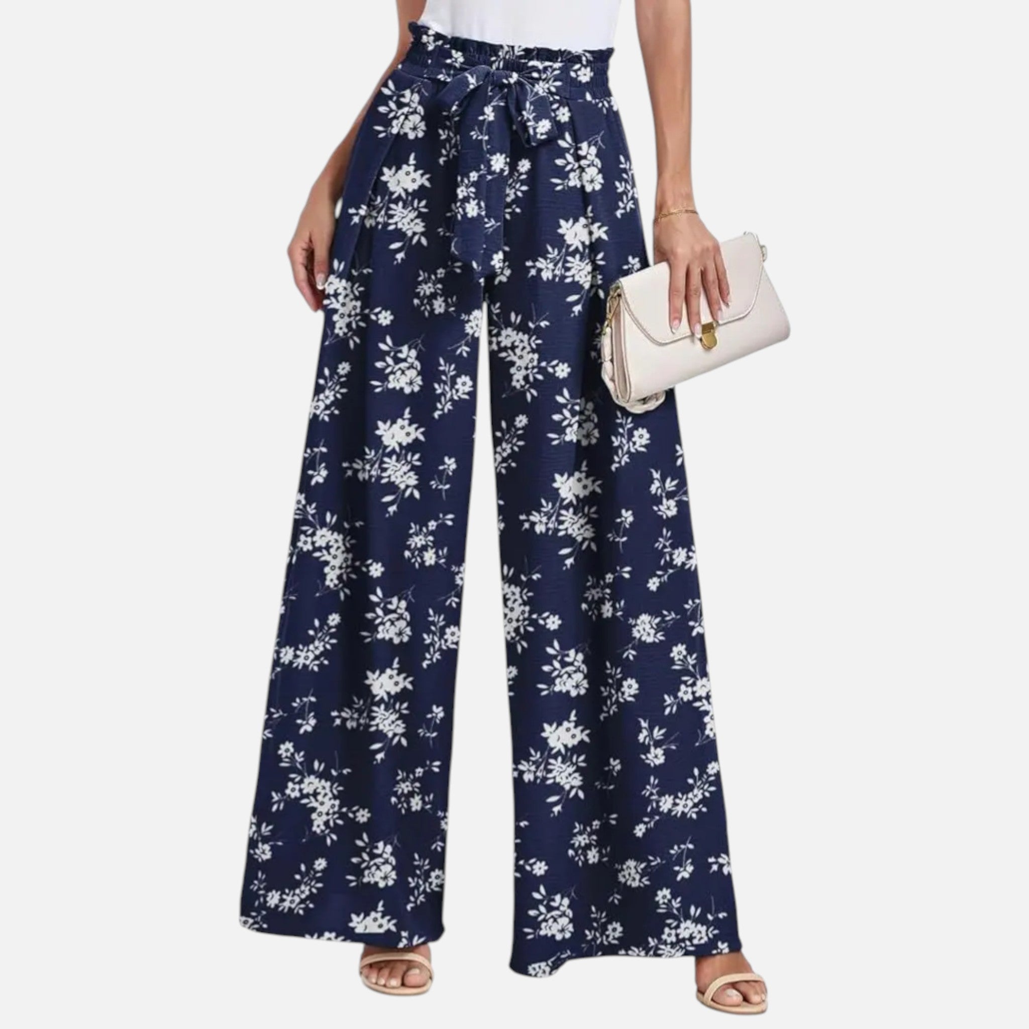 Acethetiq's | Women’s Printed Wide Leg Trousers Effortless Riviera Flow