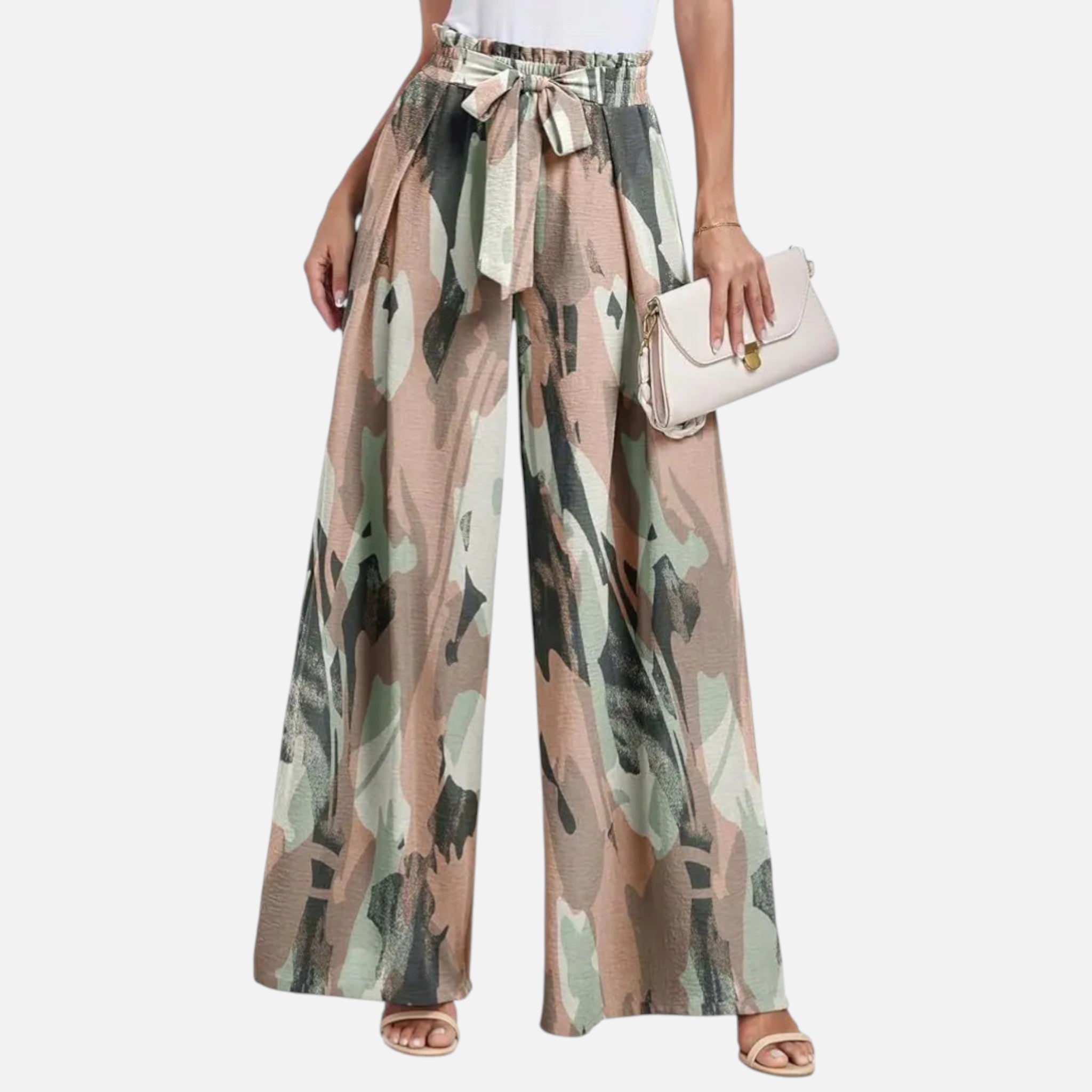 Acethetiq's | Women’s Printed Wide Leg Trousers Effortless Riviera Flow
