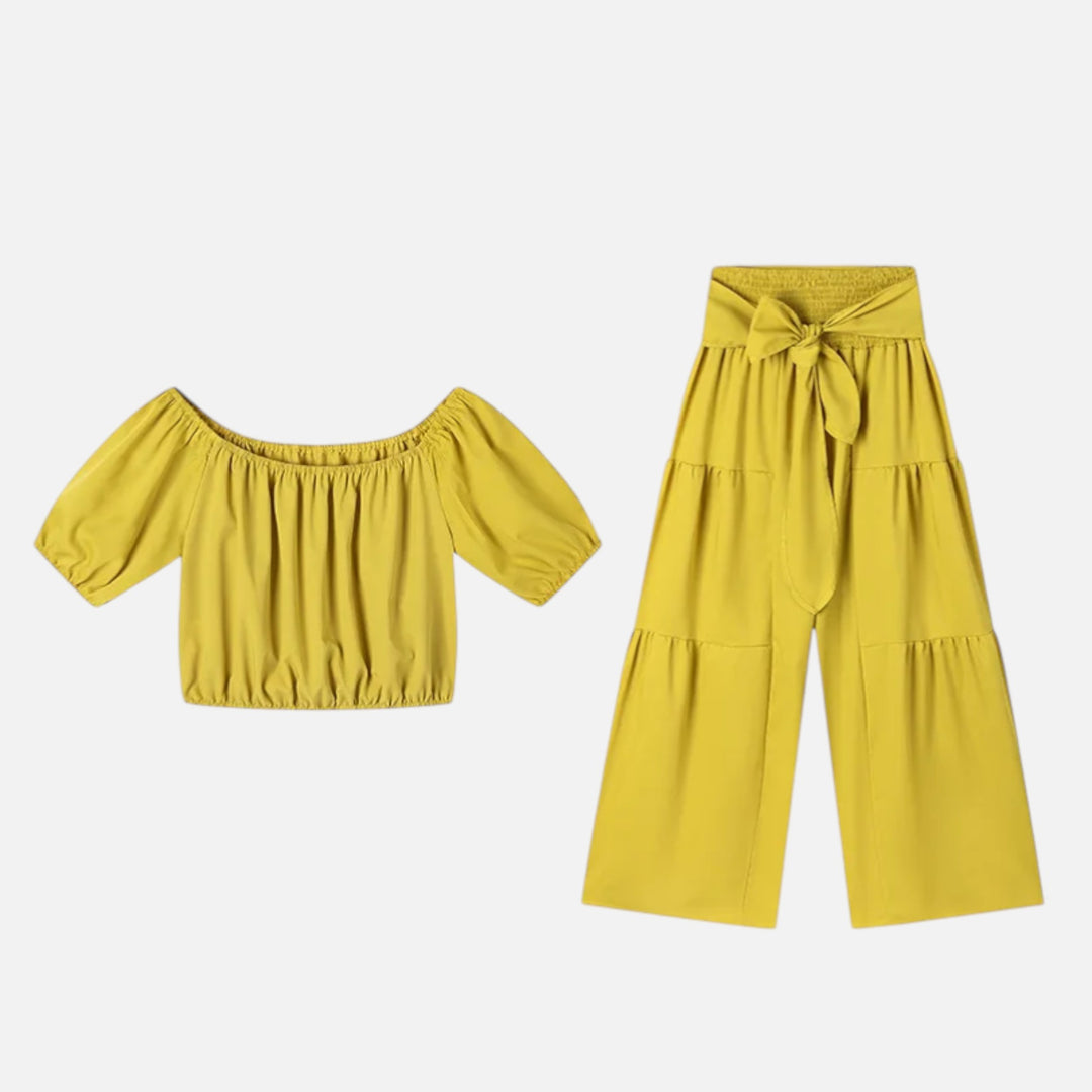 Acethetiq's | Women’s Puff Sleeve Lace-Up Co-Ord Set