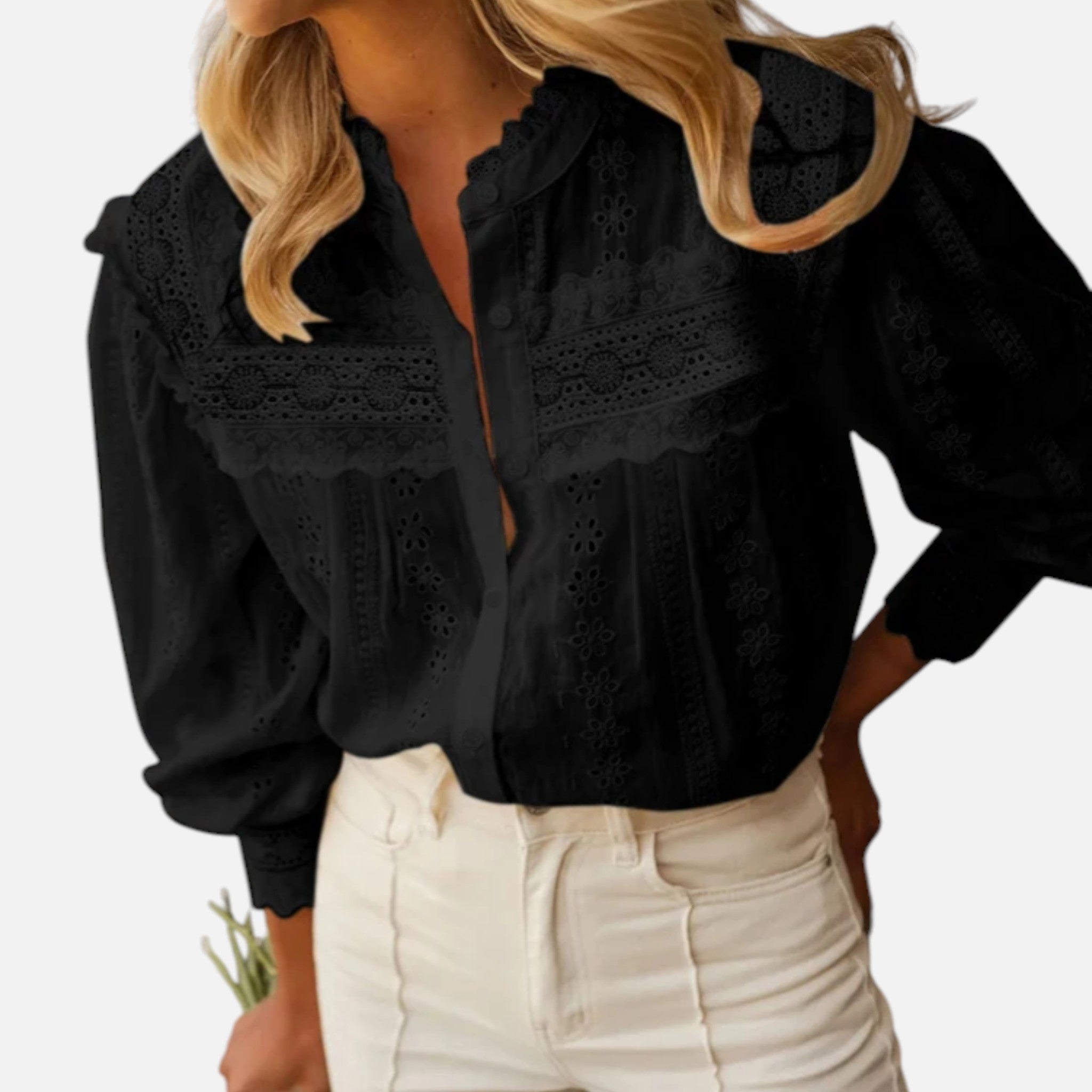 Acethetiq's | Women’s Embroidered Lace-Up Blouse