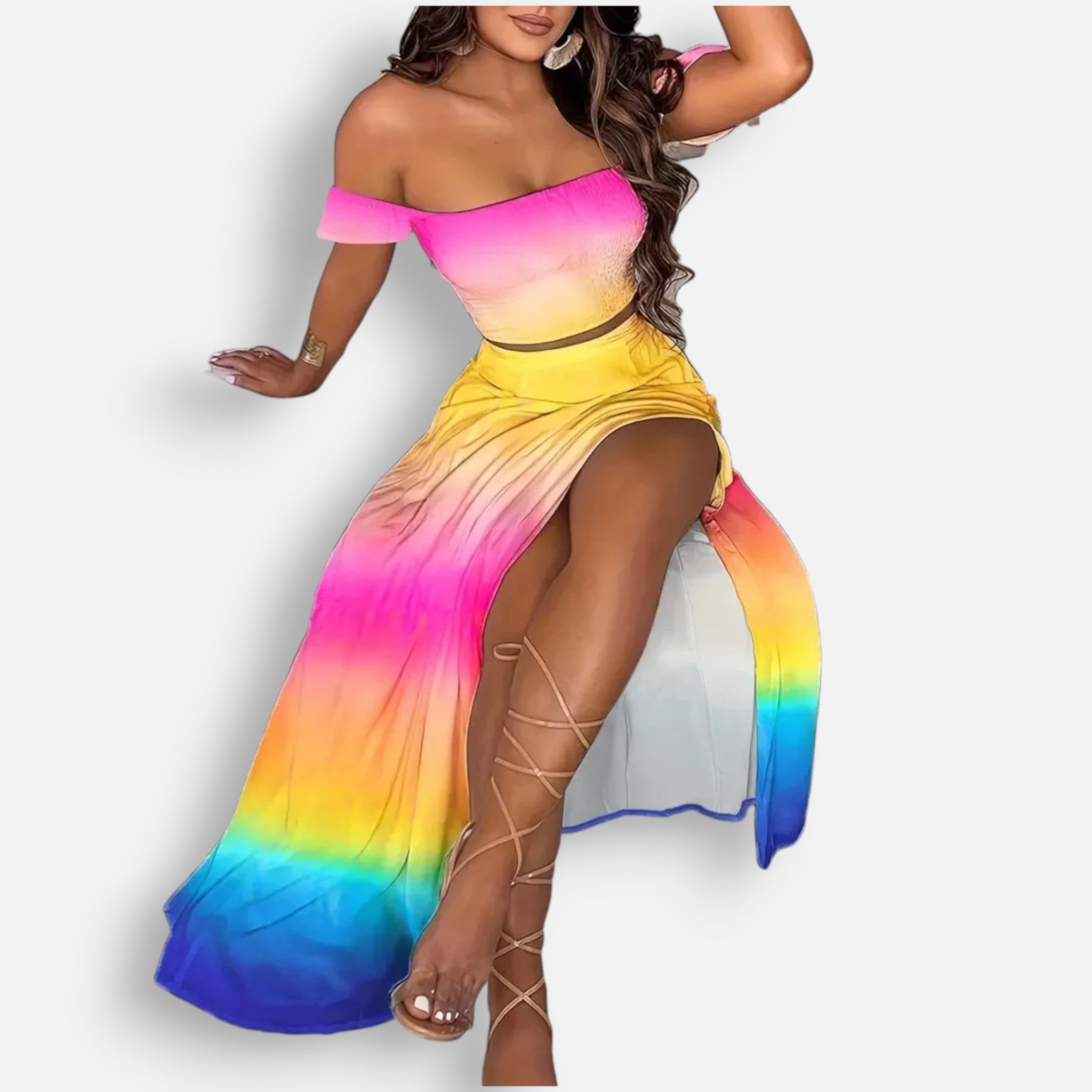 Acethetiq’s | Women’s Two-Piece Slit Skirt Set – Effortless Boho Grace