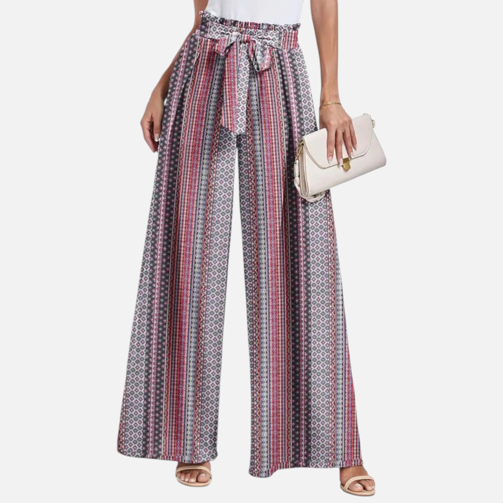 Acethetiq's | Women’s Printed Wide Leg Trousers Effortless Riviera Flow