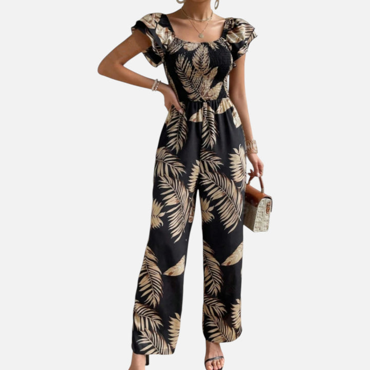 Acethetiq’s | Women’s Printed Wide-Leg Jumpsuit – Riviera Elegance