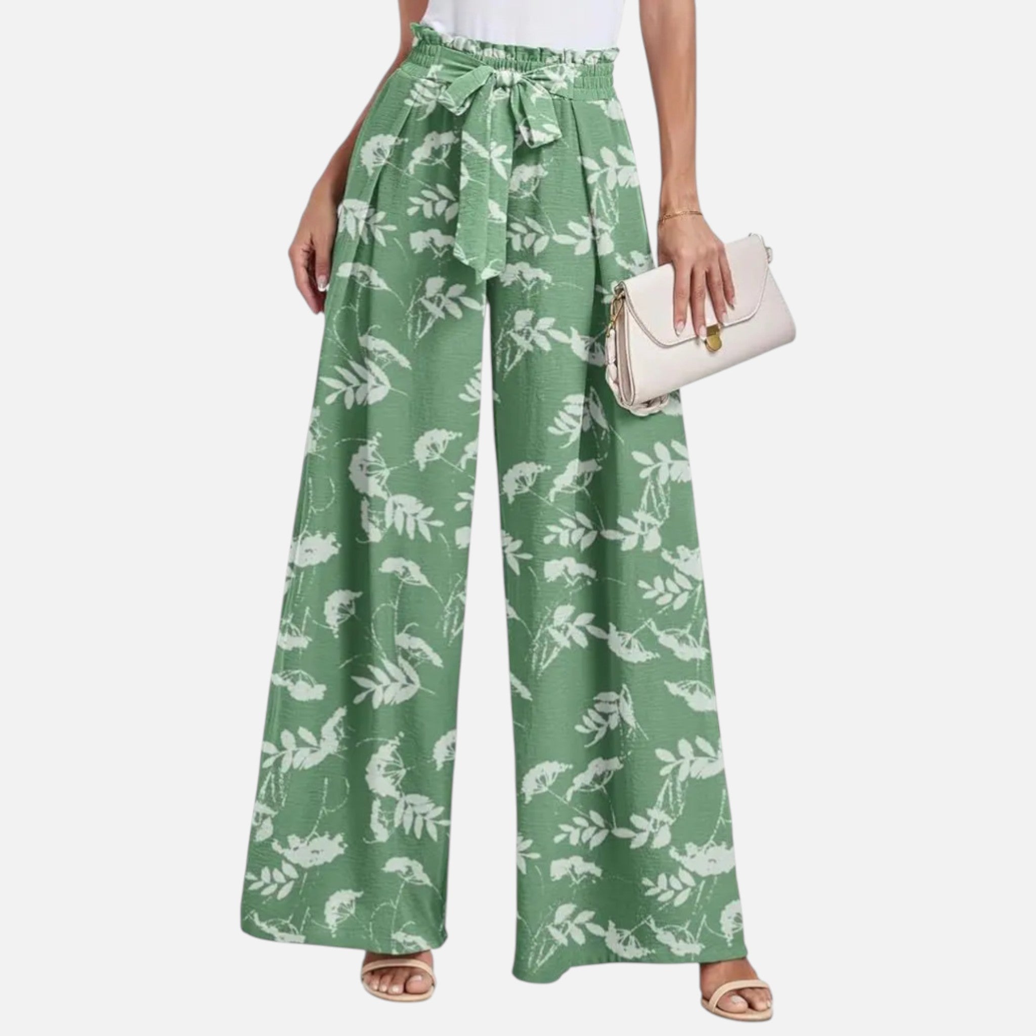 Acethetiq's | Women’s Printed Wide Leg Trousers Effortless Riviera Flow