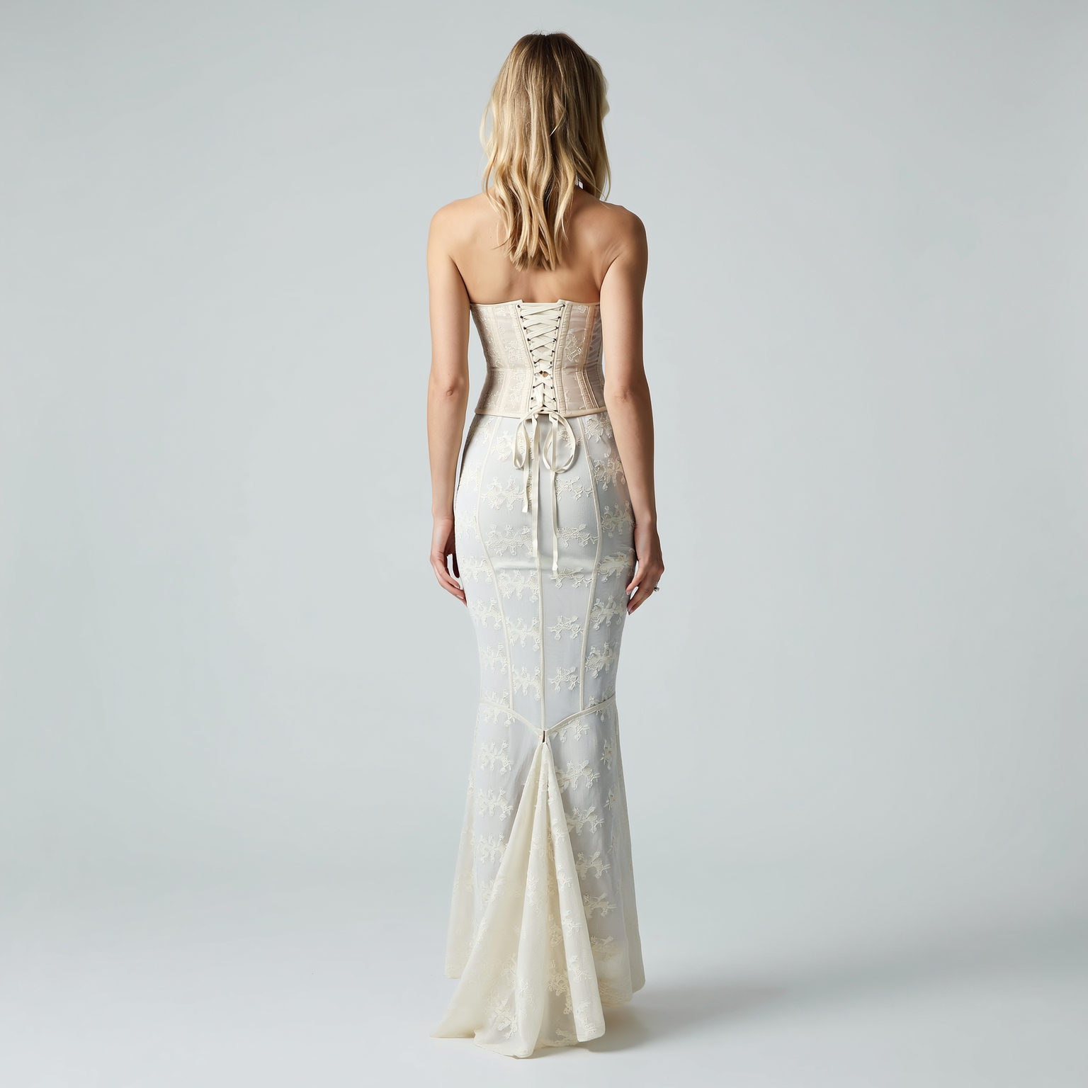 Women’s Elegant Lace Maxi Dress with Corset Bodice Formal