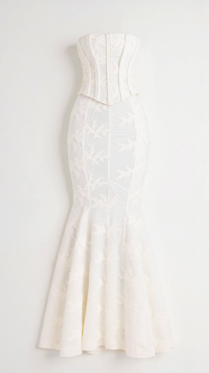 Women’s Elegant Lace Maxi Dress with Corset Bodice Formal